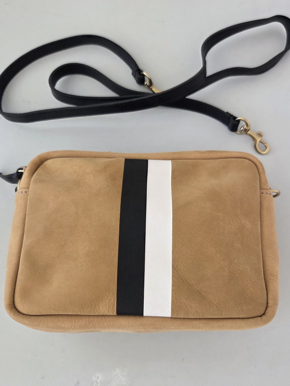 Clare V. Midi Sac Crossbody Bag in Nubuck Leather W/ Stripes Rare*